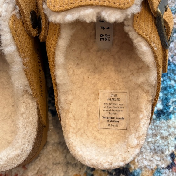 NIB Birkenstock Boston Teddy Shearling Lined Corduroy Clogs Cord Embossed Suede - Picture 10 of 14